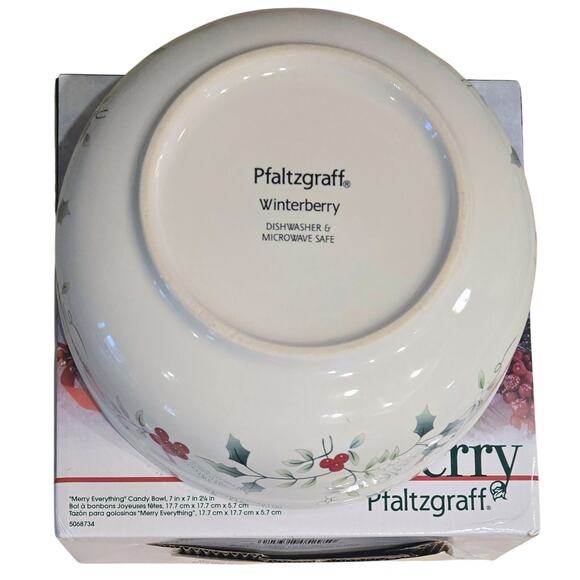 Pfaltzgraff Winterberry 7" Merry Everything Christmas Candy Bowl New in Box! - Picture 4 of 5